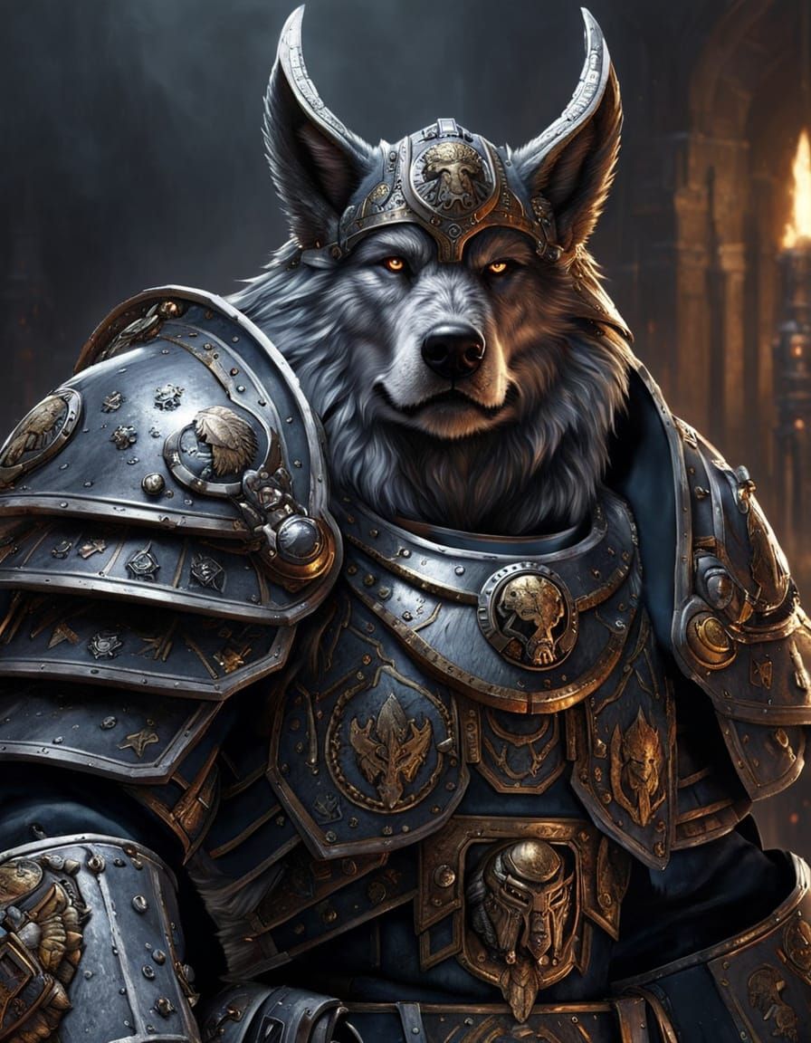 Space Wolf Super Soldier in Warhammer 40k Art