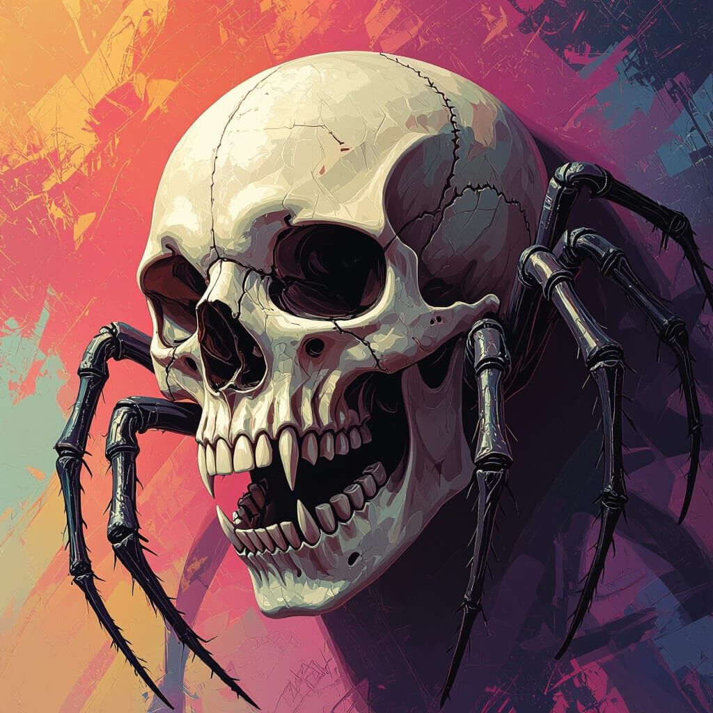 Intricate Spider Skull: Surreal Horror Art