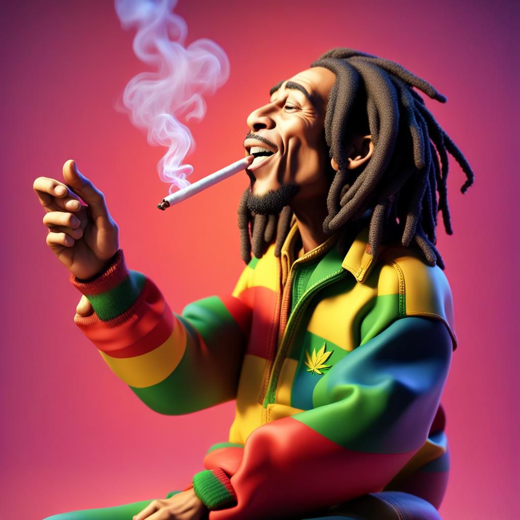 Bob Marley Smoking: Pixar-Style 3D Digital Art