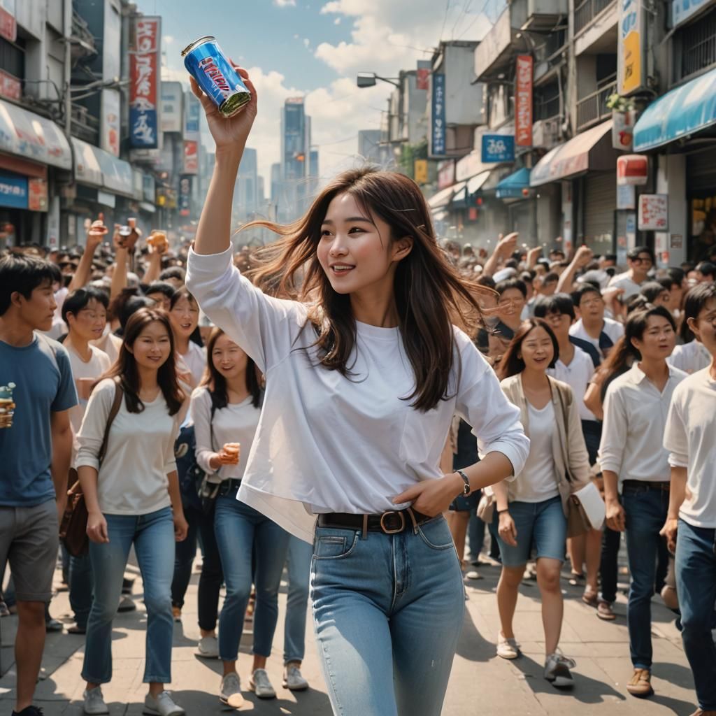 Young Girl with Drink: Detailed Matte Painting