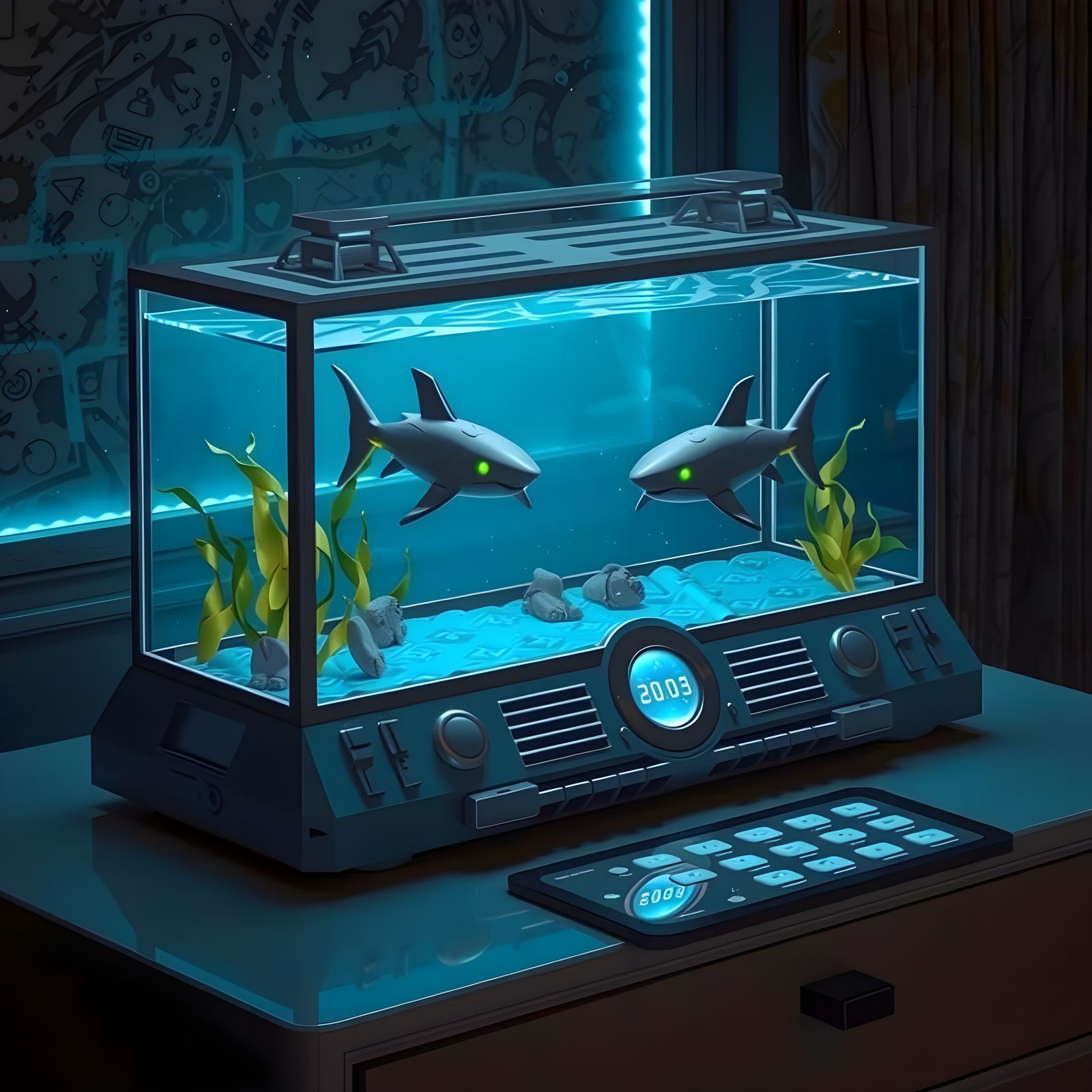 AI-Quarium™ - Two RoboSharks included. Collect all 50 AI-Qua...