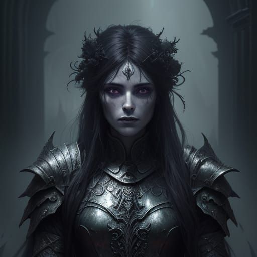 Solemn Gothic Fantasy Portrait: A Dying Knight's Last Embrac...