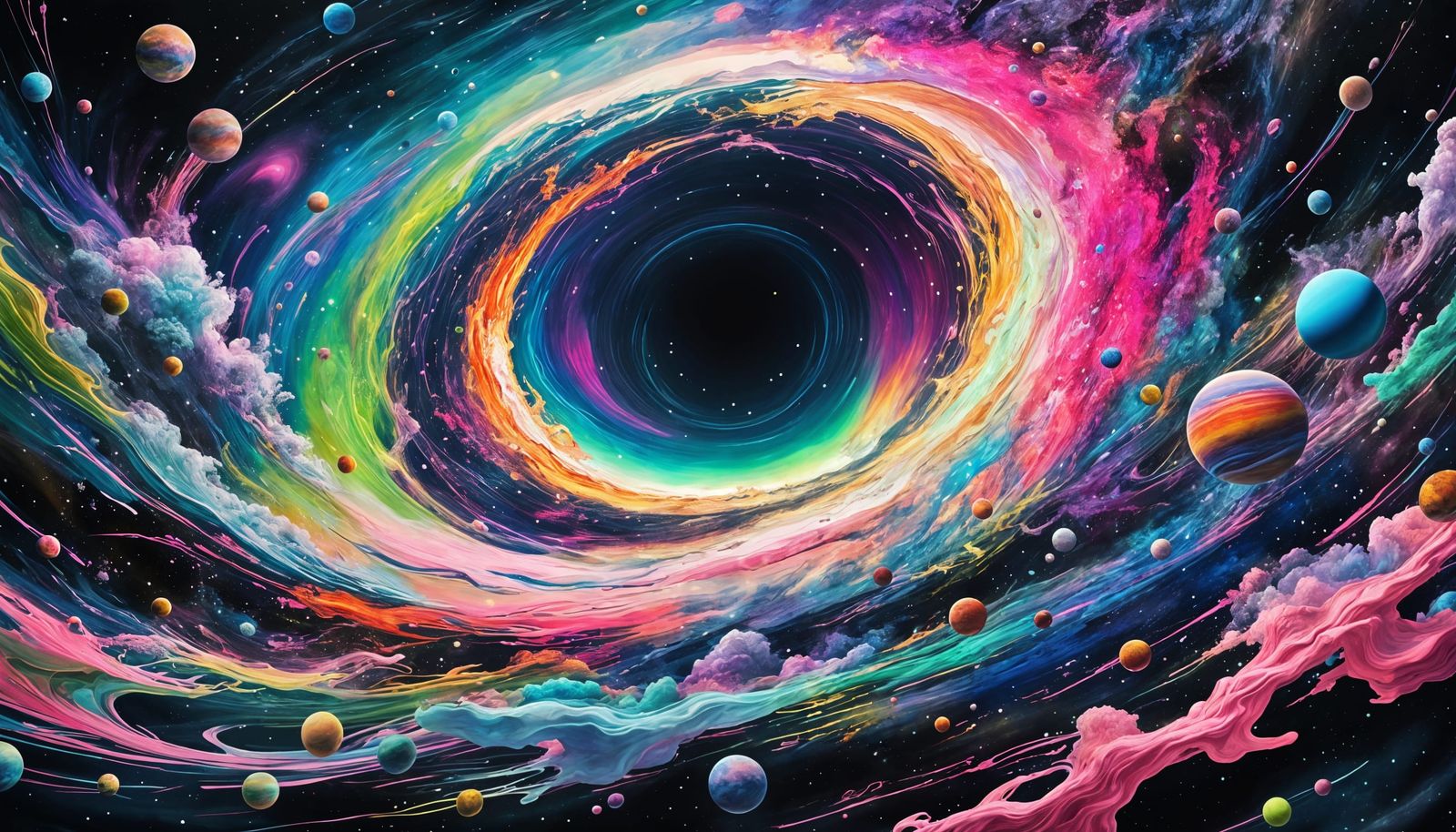 Abstract Black Hole Art with Fluorescent Colors
