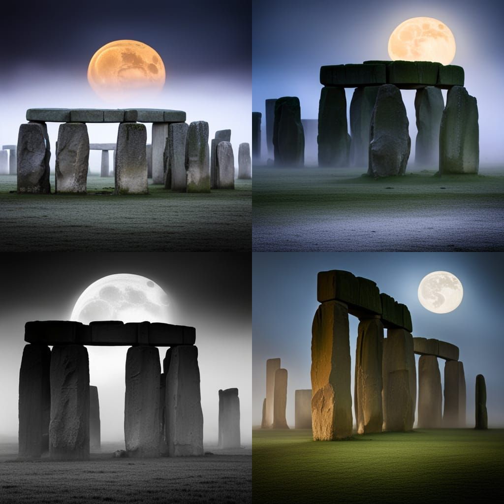 Eerie Stonehenge Under Fog and Menacing Eyes