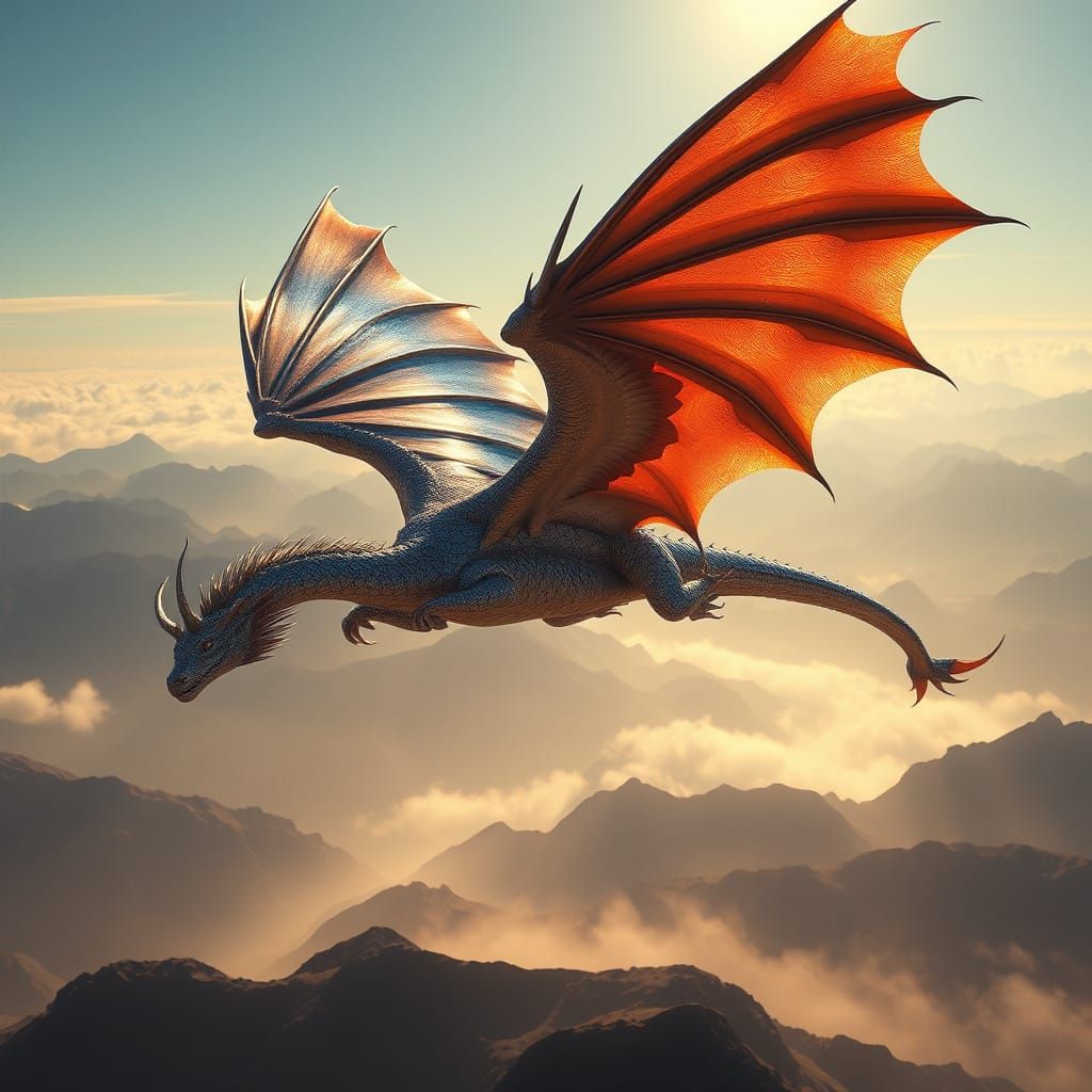 Majestic Western Dragon in Ethereal Flight