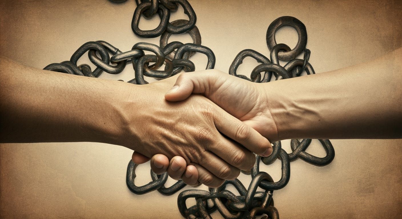 Elegant Hands Shake Amidst Vintage Iron Chains on Weathered ...