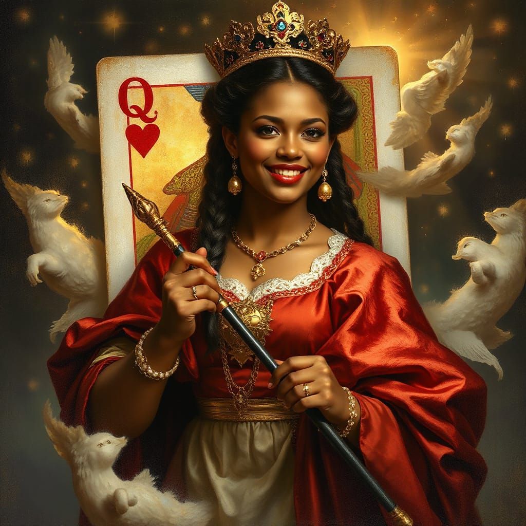 Queen of Hearts Playing Card Comes to Life in Divine Oil Pai...
