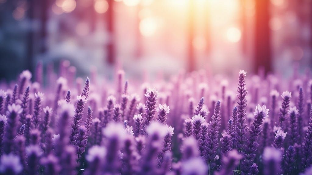 Surreal Landscape of Lavender Roses and Azure Orchids in Eth...