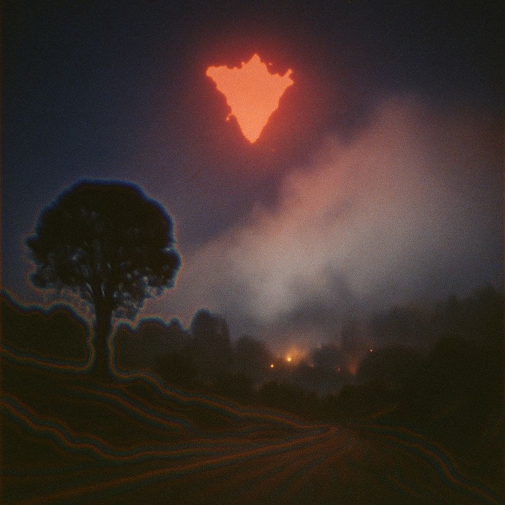 Dreamcore Nightscape with Peach Triangle, Lomography