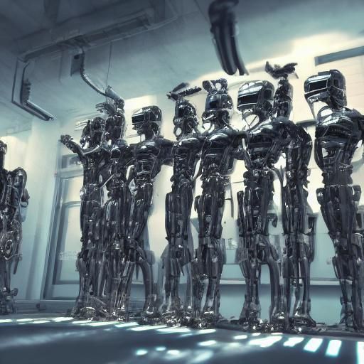 Epic Cyberpunk Terminator Robot Toga Scene