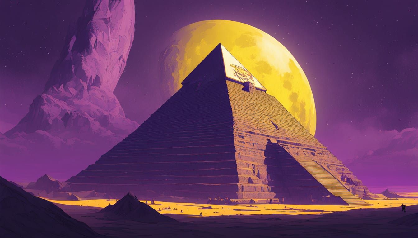 Egyptian Pyramids Under Celestial Invasion in Dark Fantasy S...