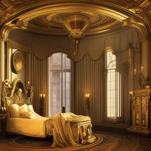 Opulent Bedroom with Four-Poster Bed: Digital Matte Painting