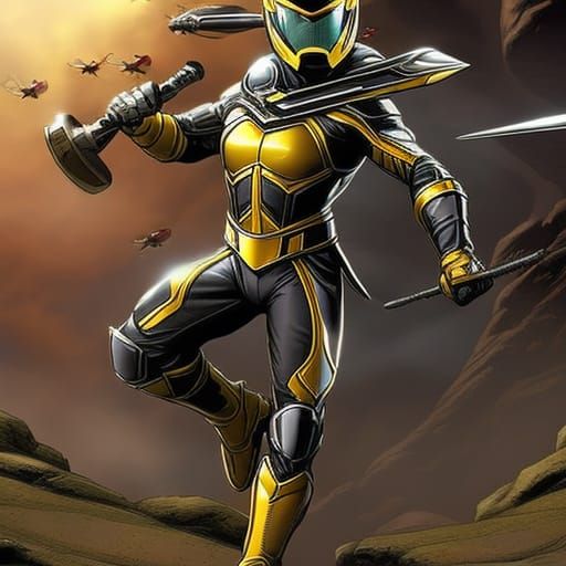 Beedrill-Inspired Power Ranger in Comic Book Art