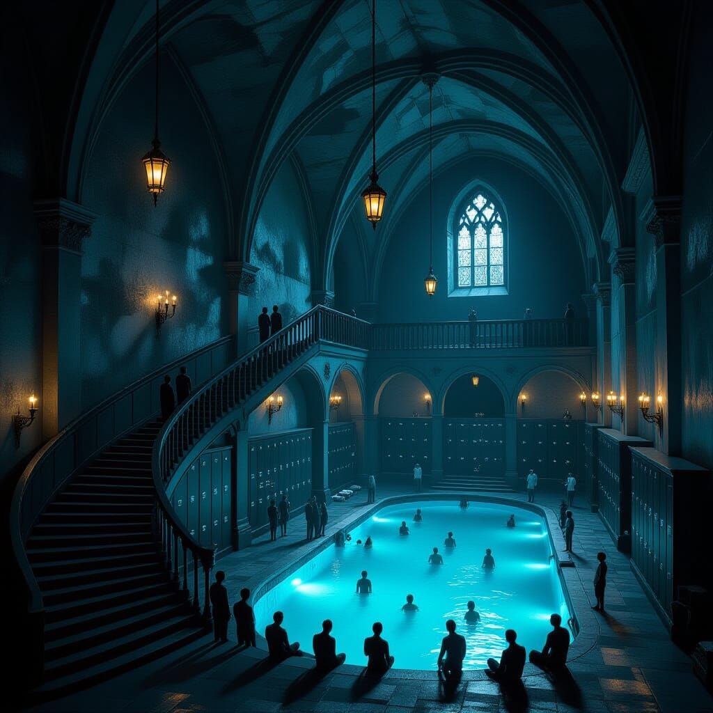 Surreal Gothic Monastery Hallways at Night