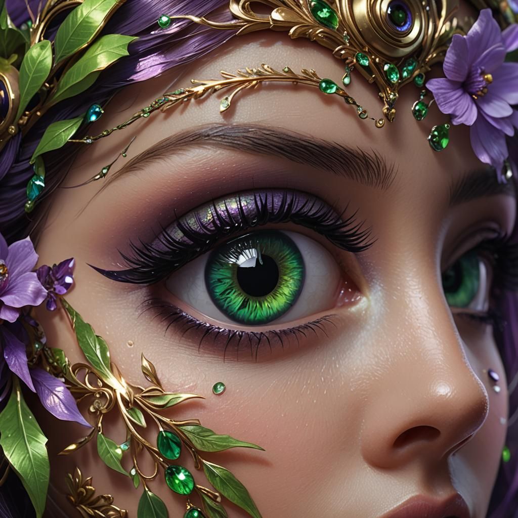 Purple Eyes with Fairy Makeup: Detailed Concept Art
