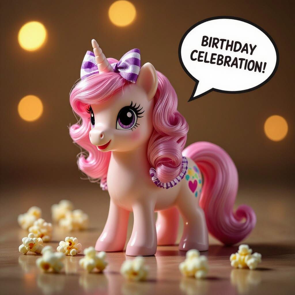 Vintage My Little Pony Toy with Flouncy Bow in Macro Photo