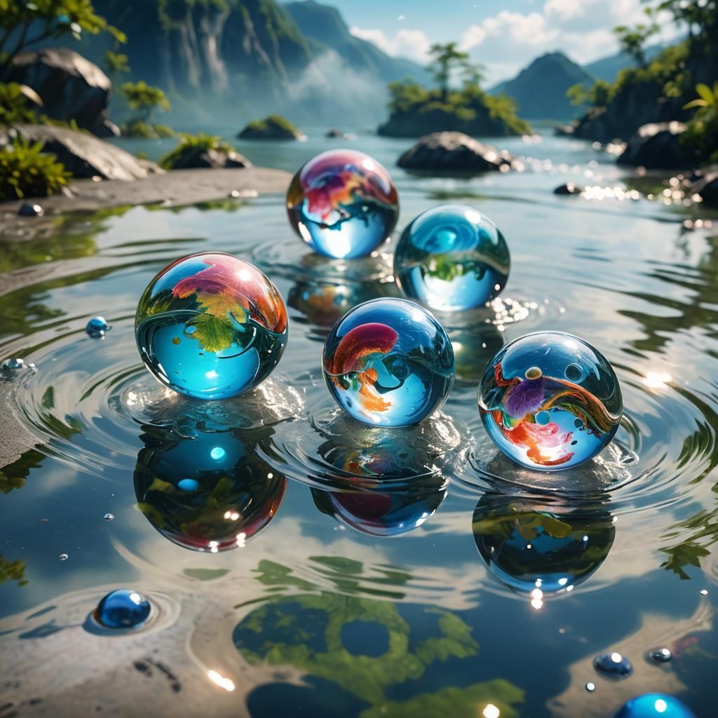 Anime Splash Art: Fantasy Worlds in Marbles
