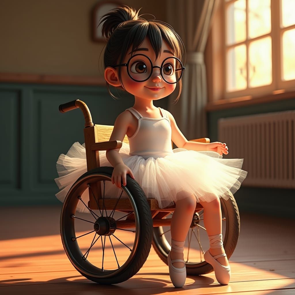 Ballerina Dreams: Girl in Wheelchair, Hyperrealistic Art