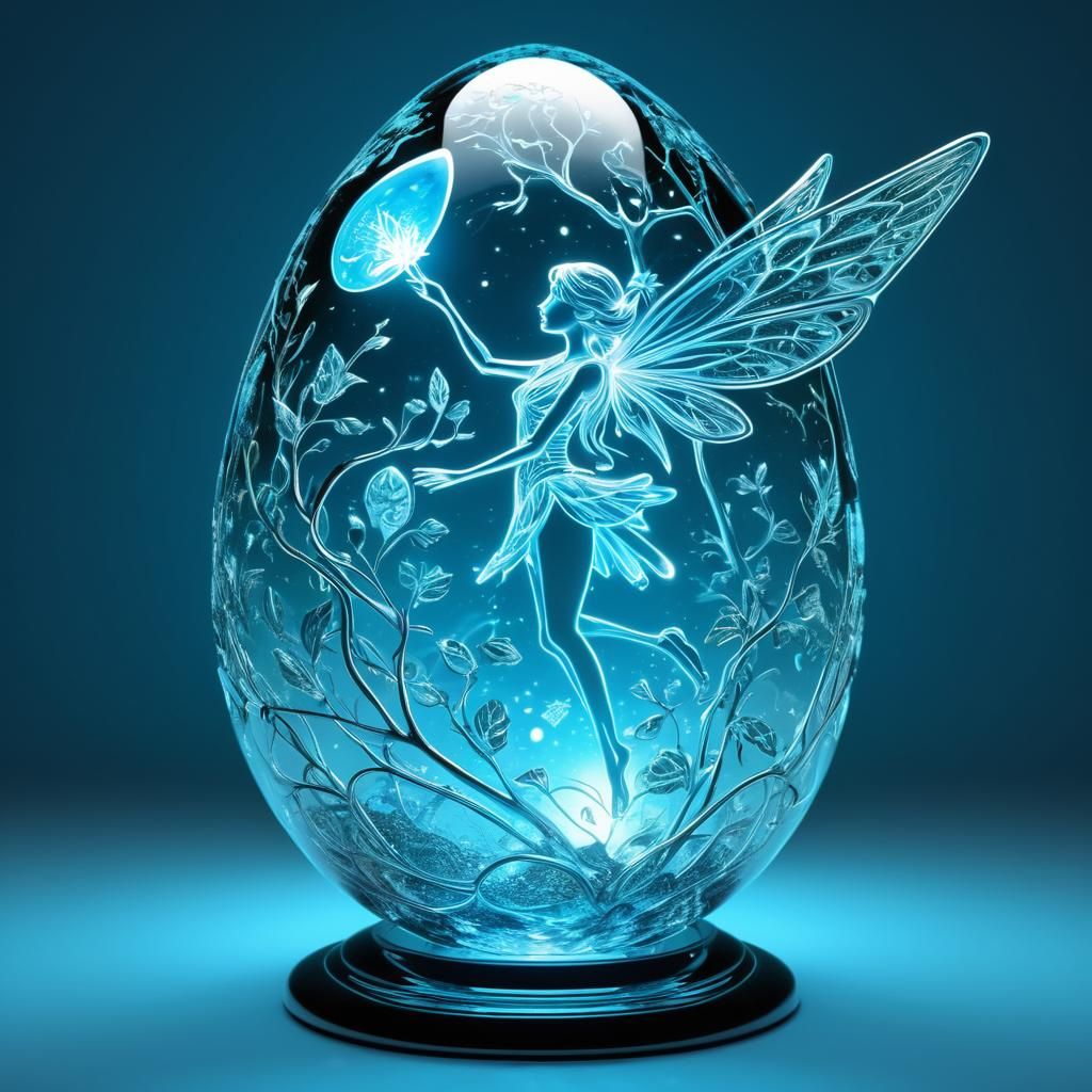 Glowing Fairy Aids Bird Hatching Inside Glass Egg