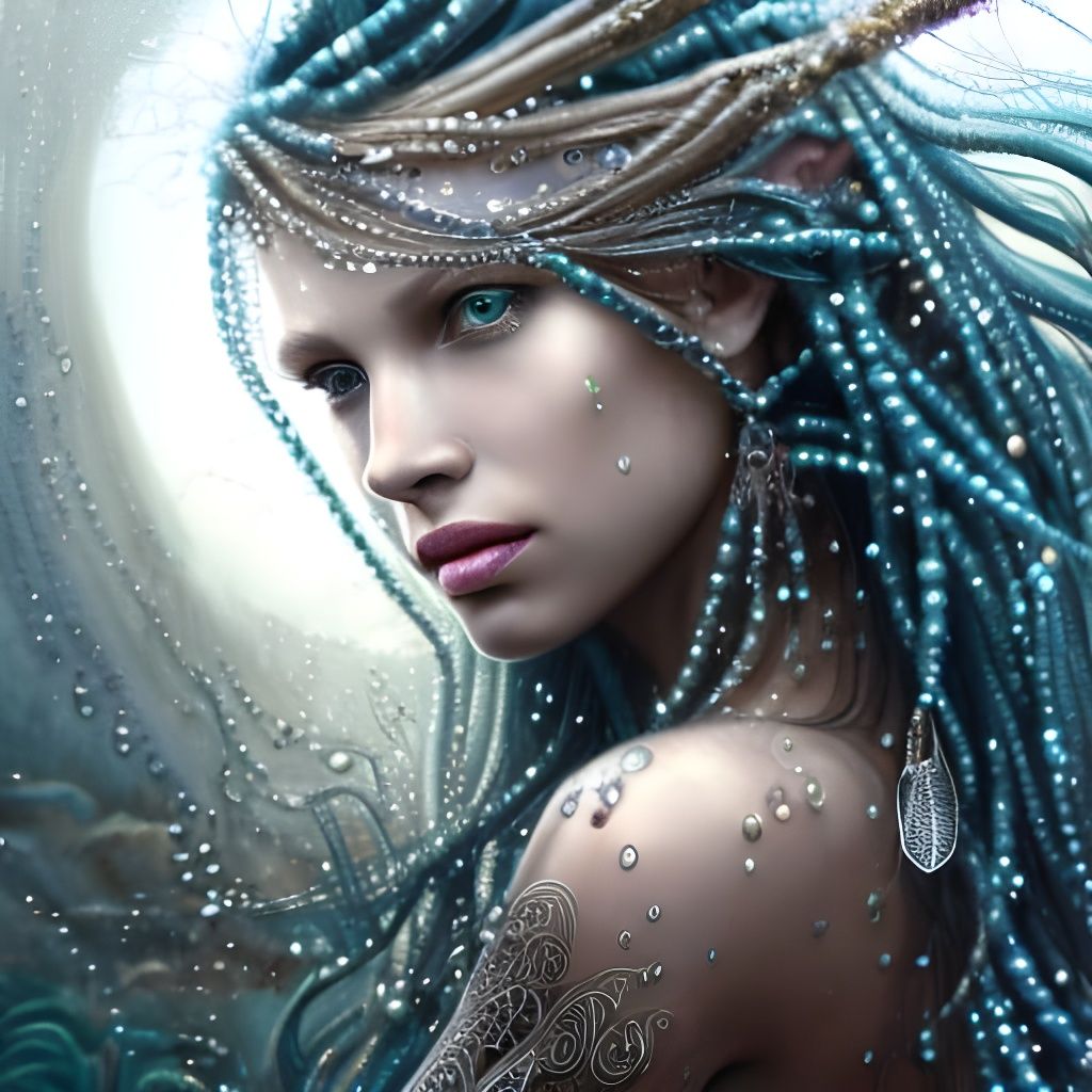 Elegant Na'vi Portrait in Jeweled Rain