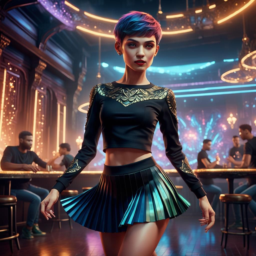 Woman Dancing in Club, Detailed Matte Painting