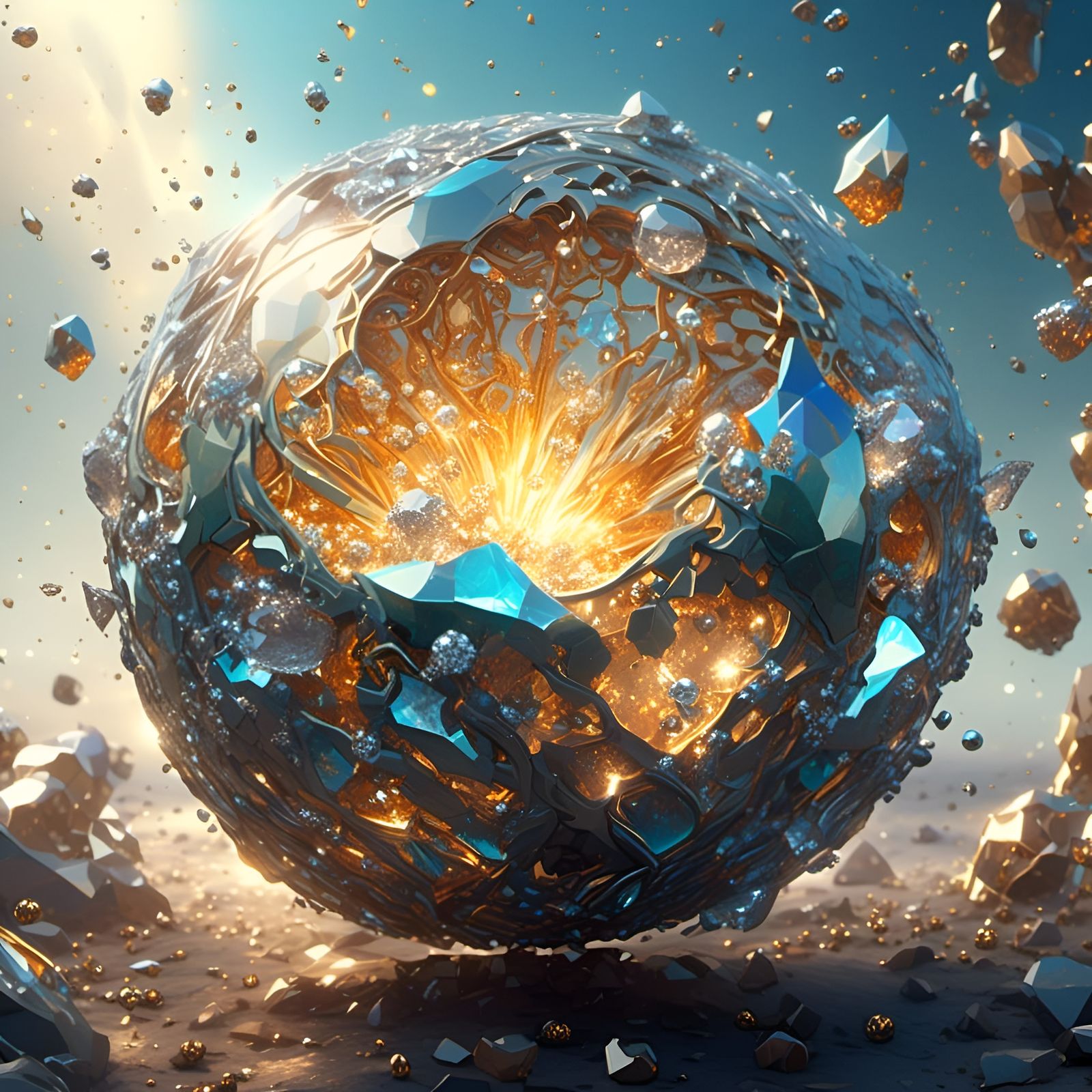 Hyperreal Cosmic Explosion: Shattered Celestial Orb