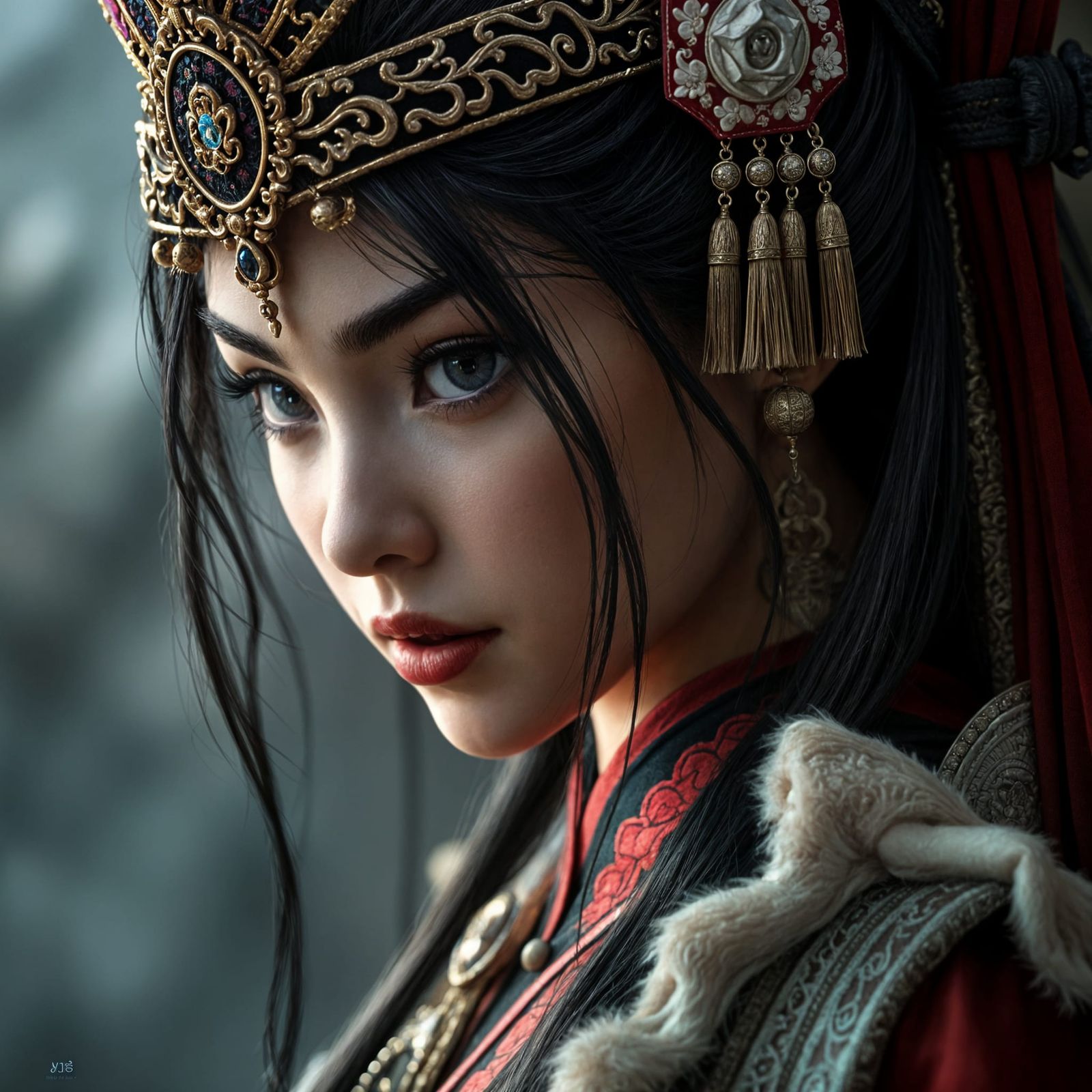 Gothic Princess Fa Mulan: Hyperrealistic Close-up