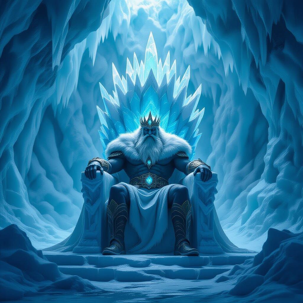 Frost Giant on Ice Throne with Gemstone Crown