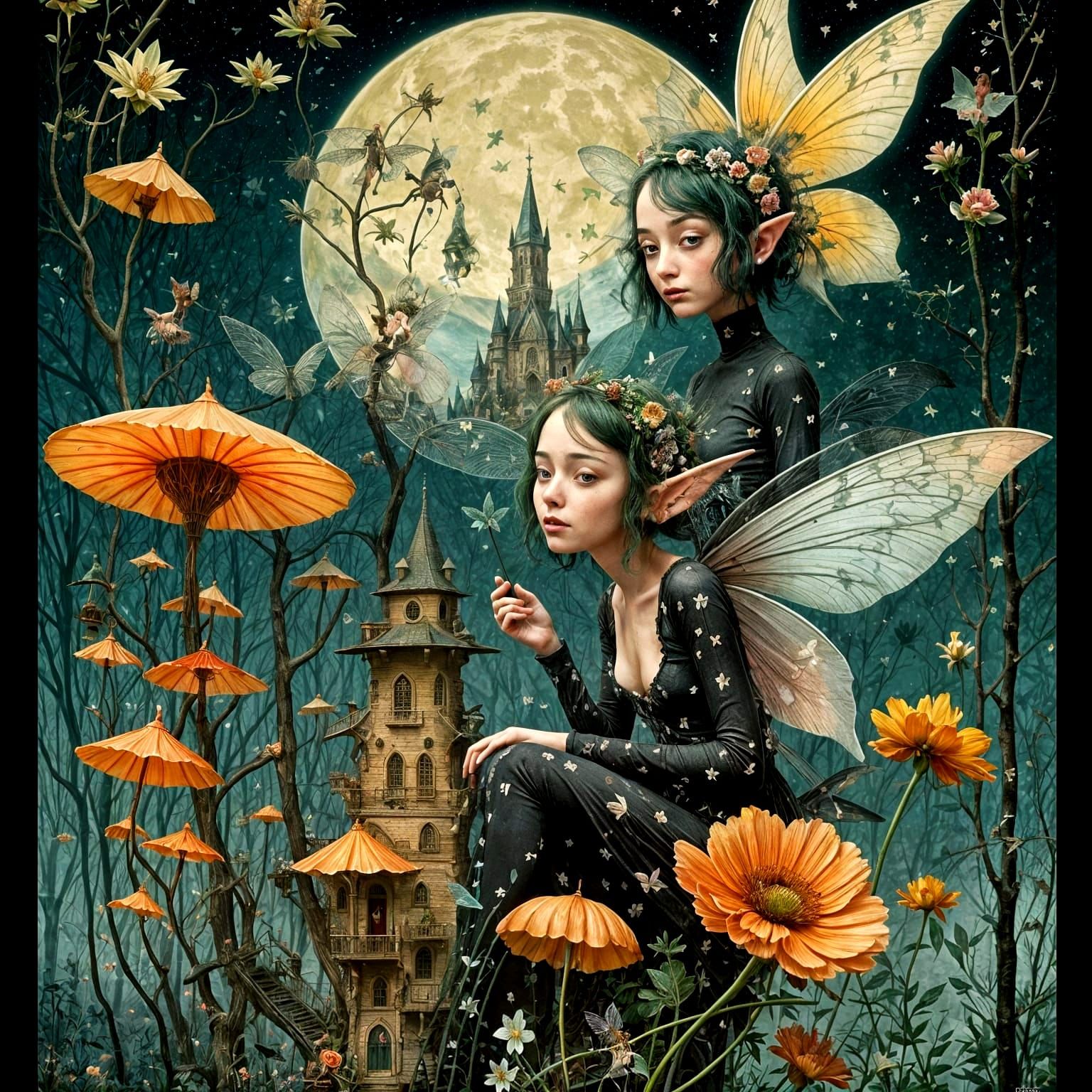 Dystopian Fairies in Whimsical Dark Folk Art