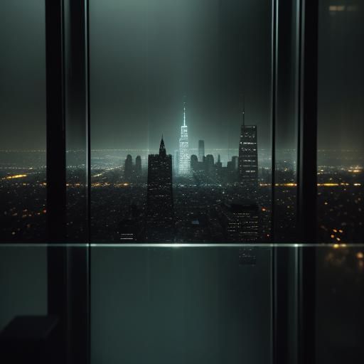 Urban Surrealism: Solitary Figure in Glass Enclosure