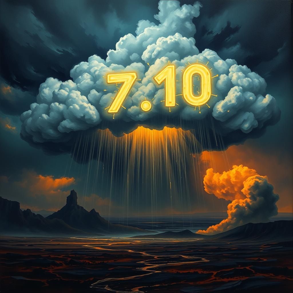 Ominous Storm Cloud with Glowing Number Over Barren Land