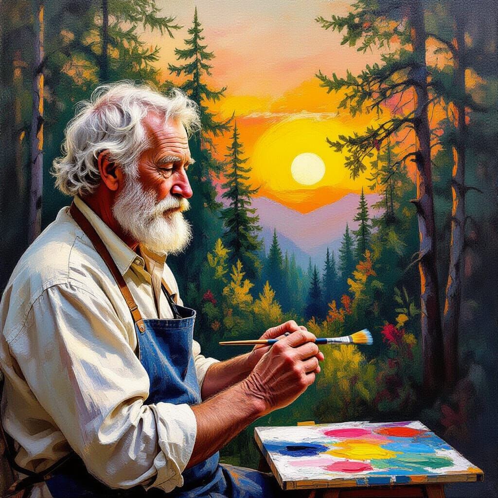 Painterly Forest Landscape with Expressive Details