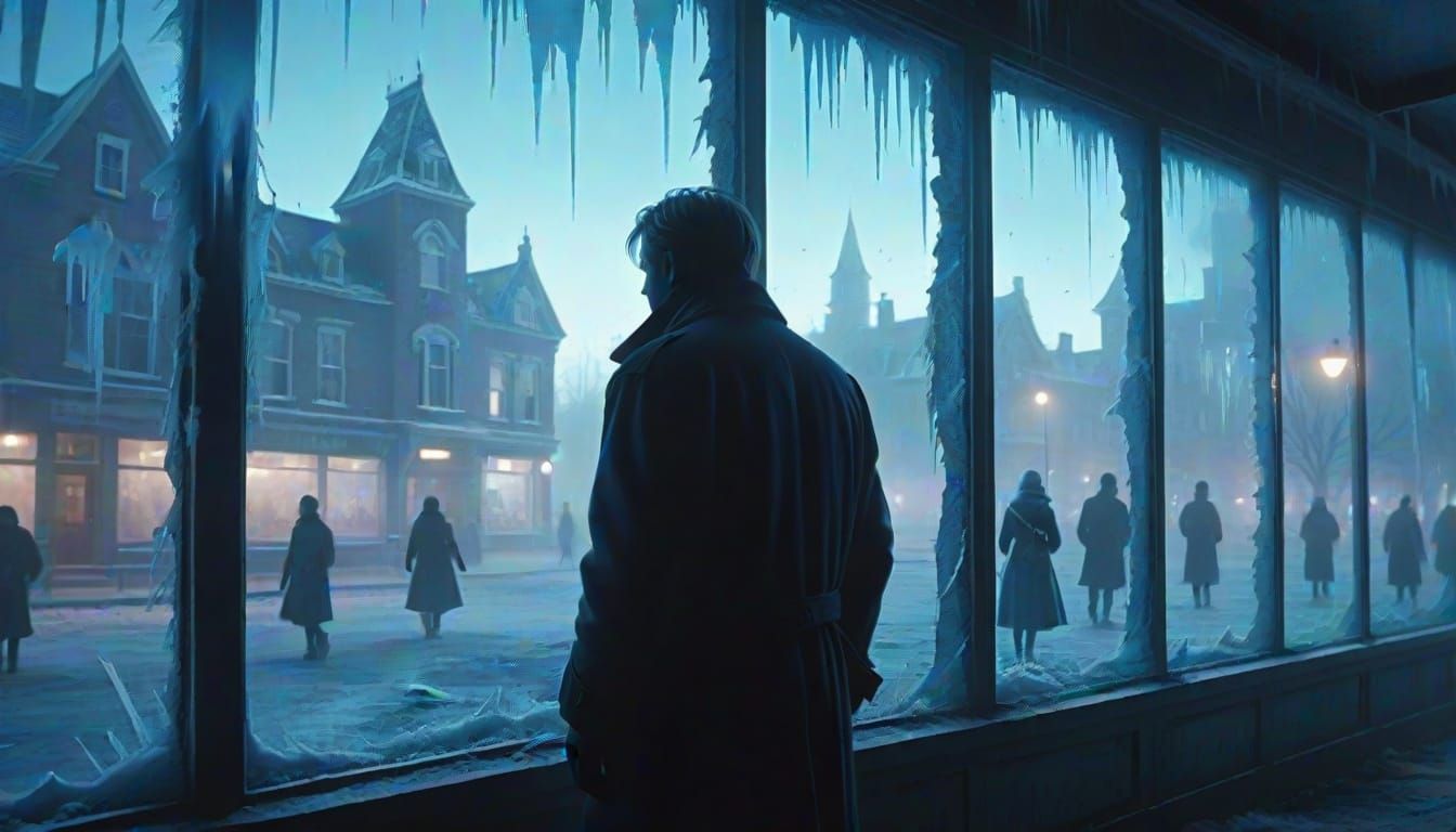 Frozen City in Time: A Surreal Cinematic Still