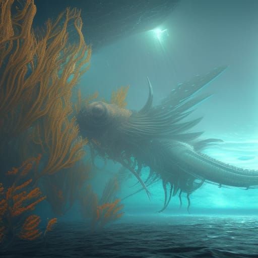 Underwater UFO Fantasy Concept Art in 8K
