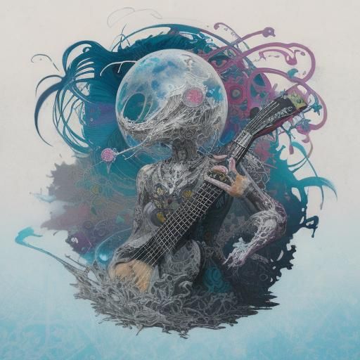 Surreal Surfer in Art Nouveau Steampunk Style