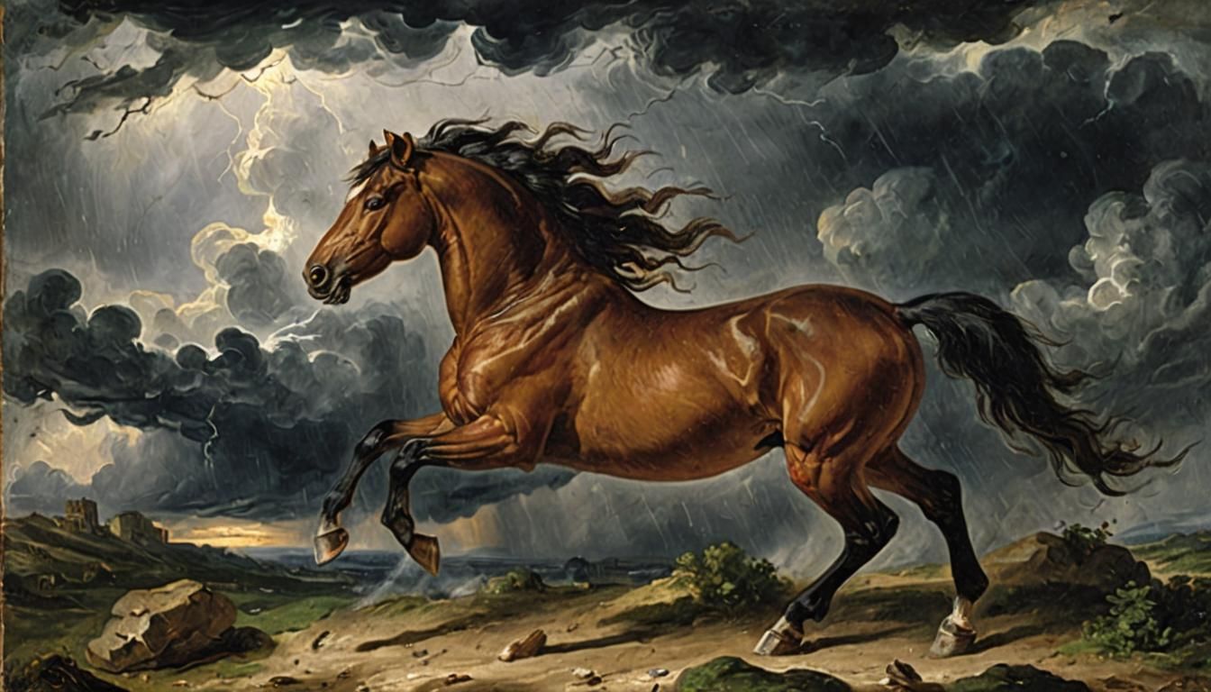 Horse Frightened by a Thunderstorm
