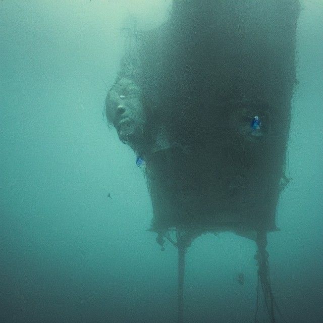 Submechanophobia: Creepy Underwater Structures in Teal Tones