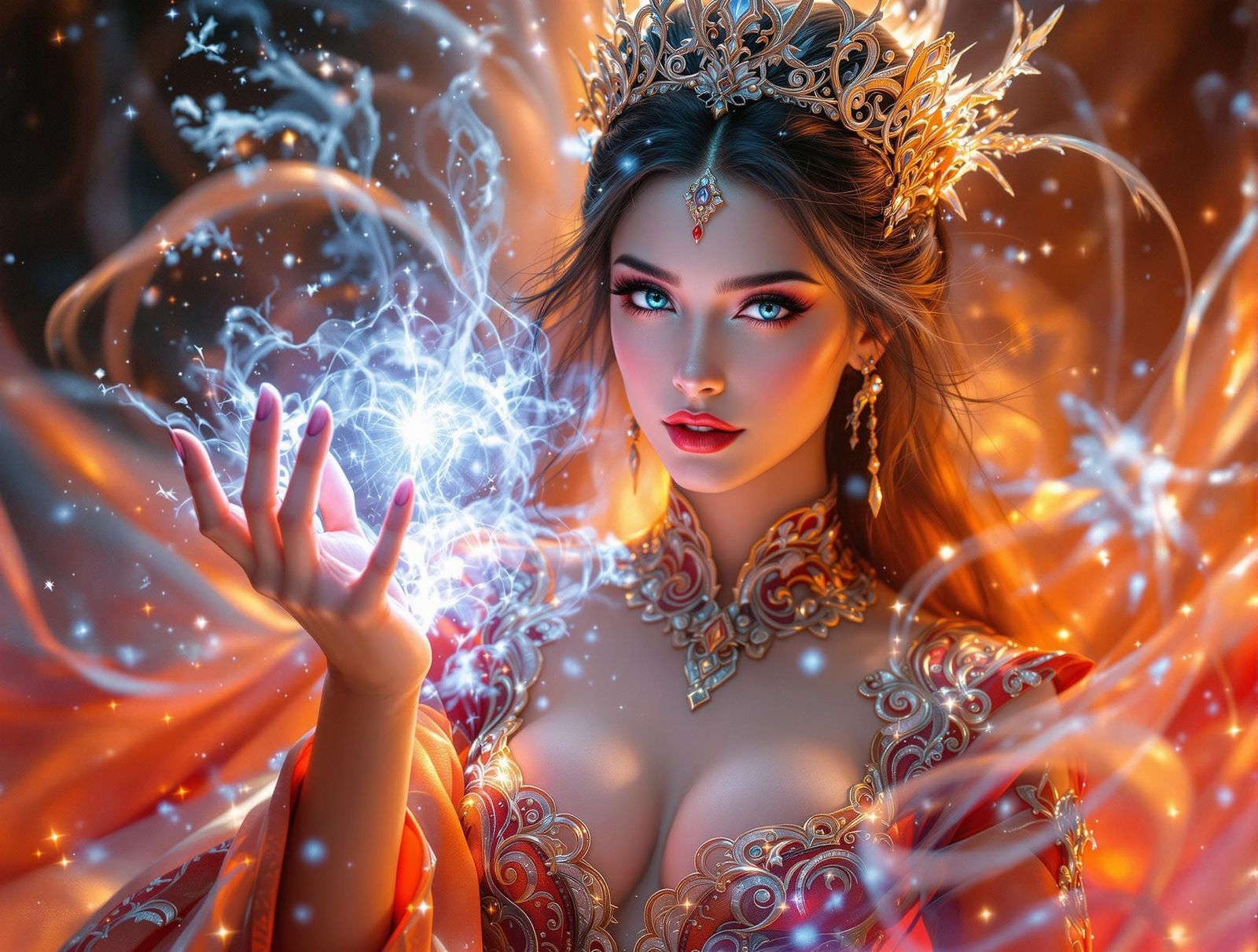 Ethereal Ice Queen Reigns Supreme with Fiery Mystique