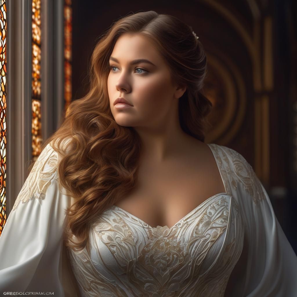 Voluptuous Woman Portrait in Hyperdetailed Matte Photography