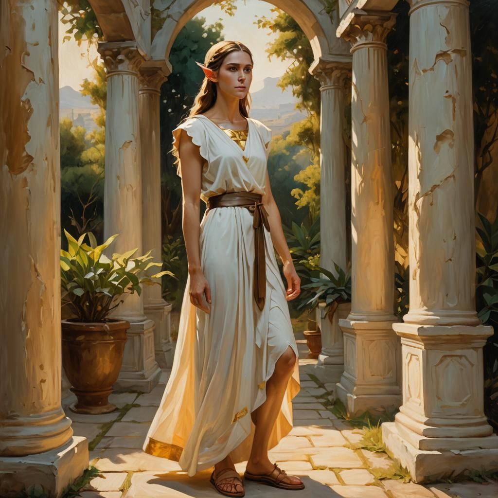 Elf Woman Portrait in Classical Realism Style
