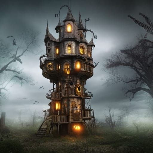 Gothic house in the woods