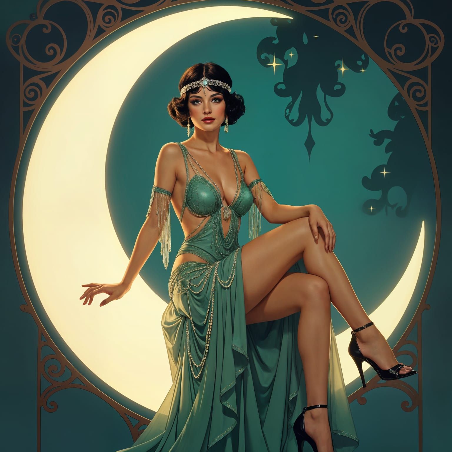 Showgirl on Moon: A Masterpiece of Dark Lighting