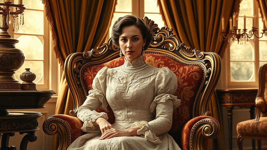 Victorian Lady in Gilded Chair, Old Master Oil Painting