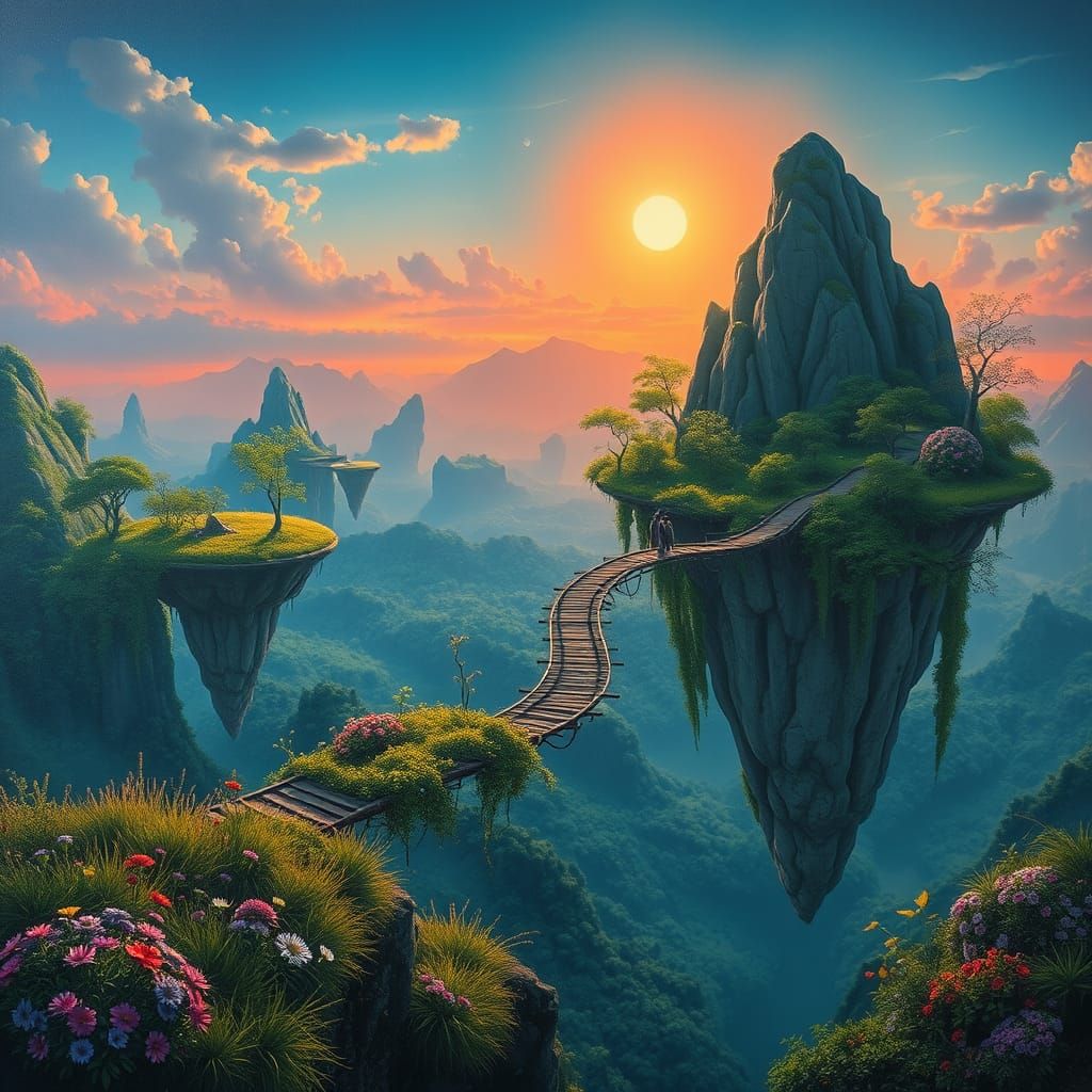 Floating Islands of Pandora in Vibrant, Ethereal Glow