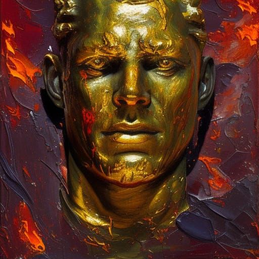 Melting King: Bronze Statue in Neo-Impressionist Style