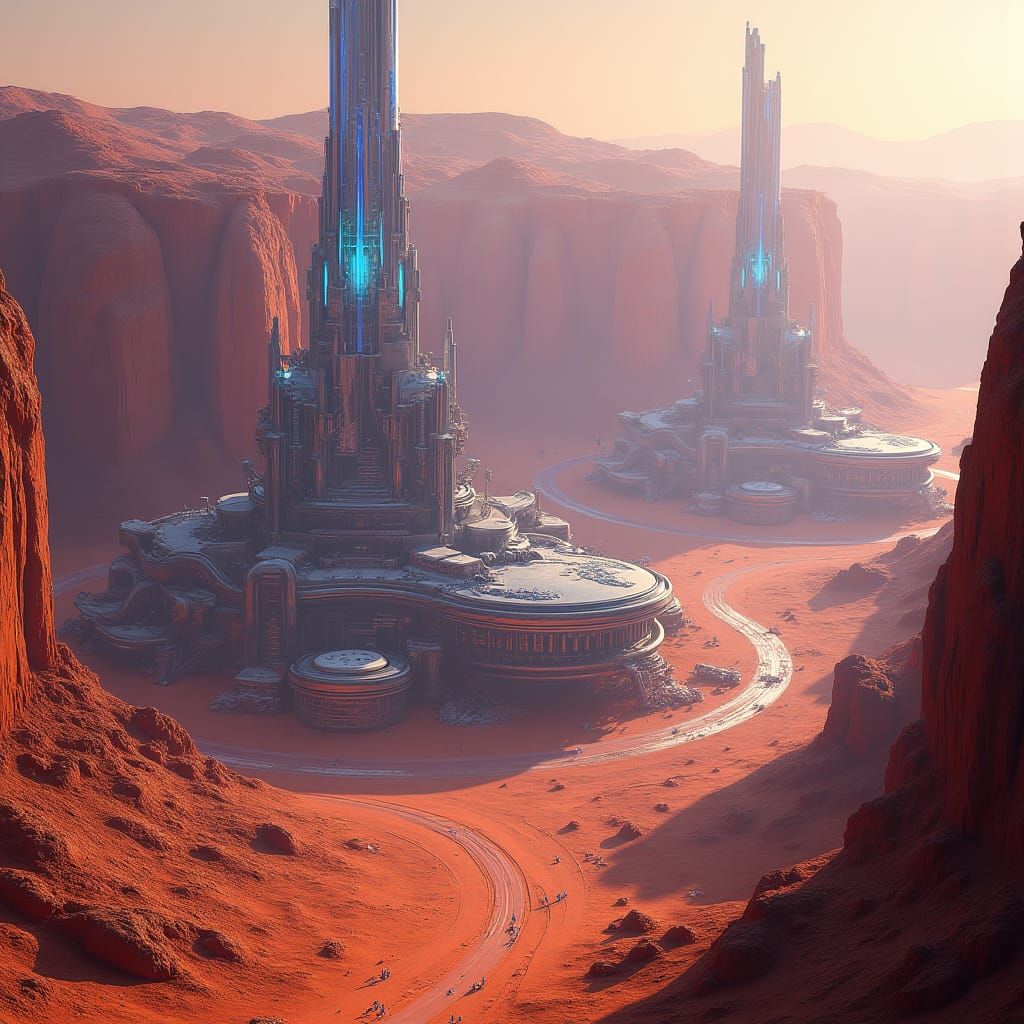 Futuristic Mars Colony in Valles Marineris