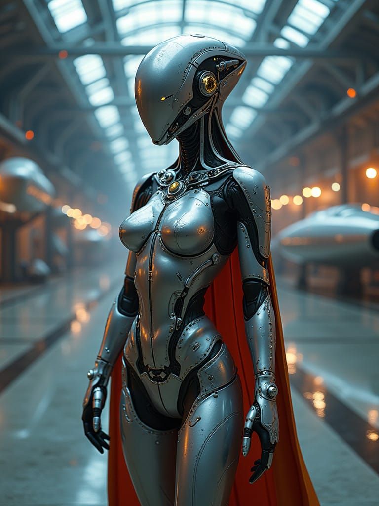 Sexy Robot in Ancient Pirate Attire with Futuristic Gadgetry