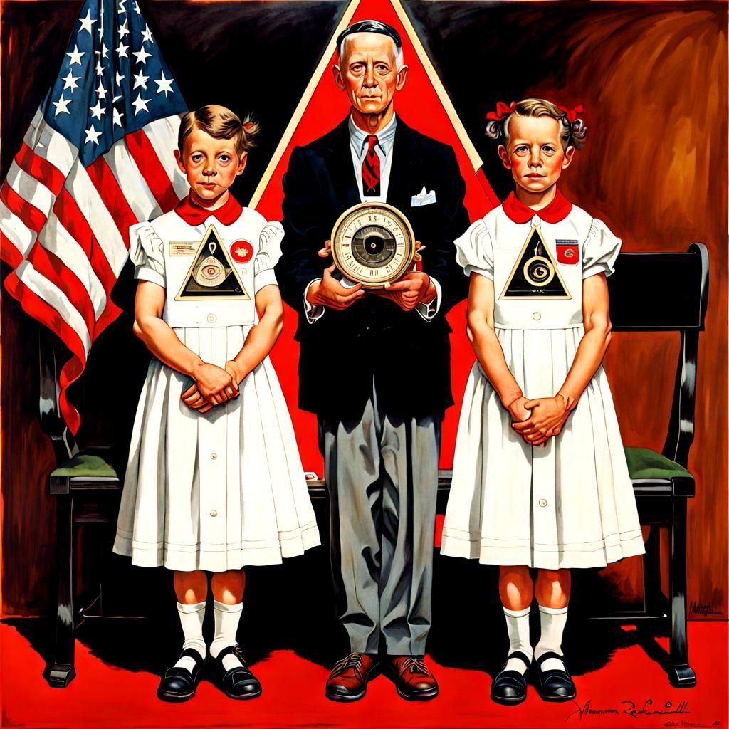 Secret Society Meeting in Rockwell Style