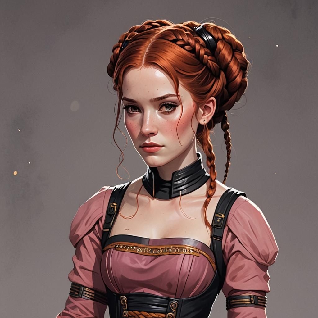 Young Woman with Leia Braids and Corset