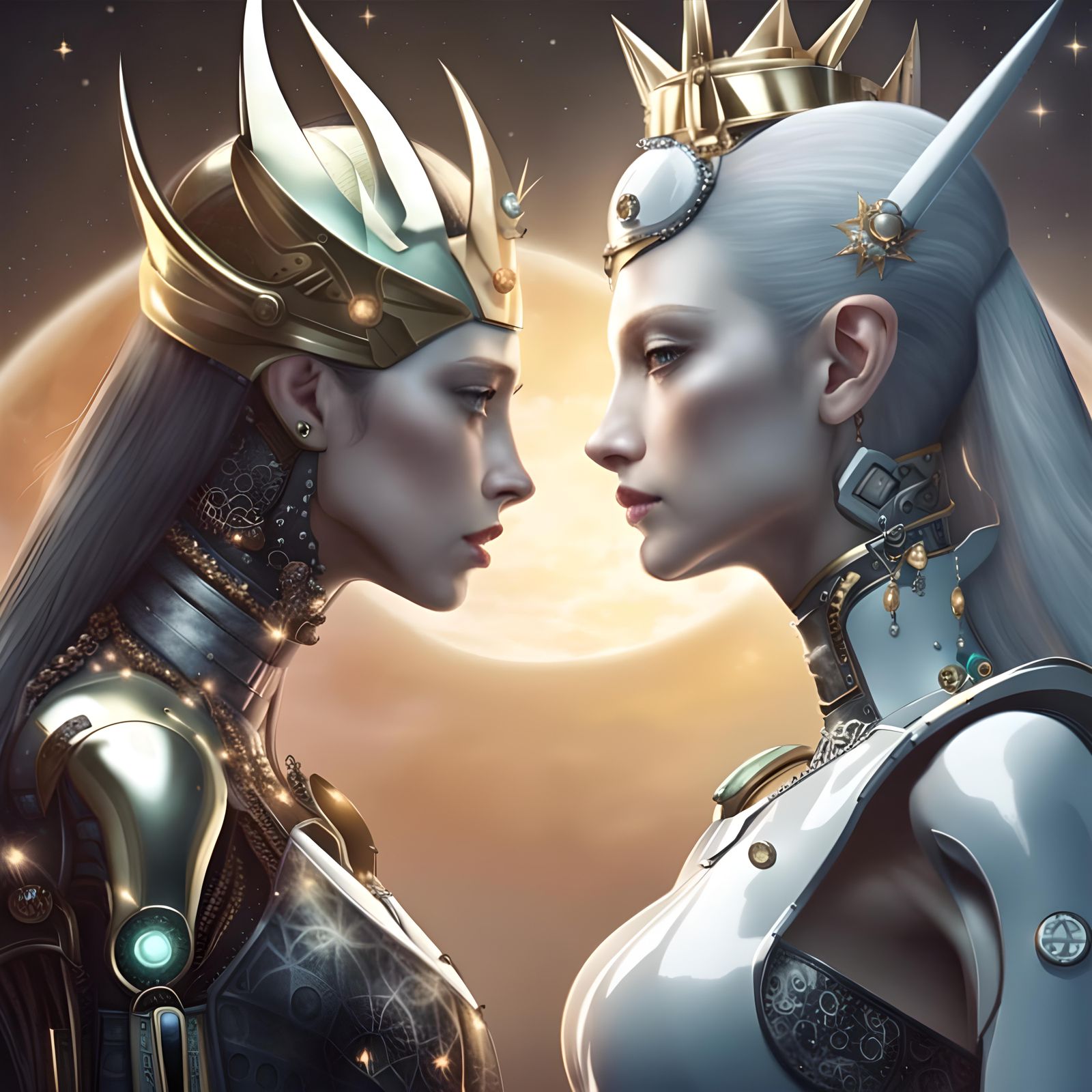 Hi-Tech Lunar War: Elf Queen vs Human Queen vs Robot Queen